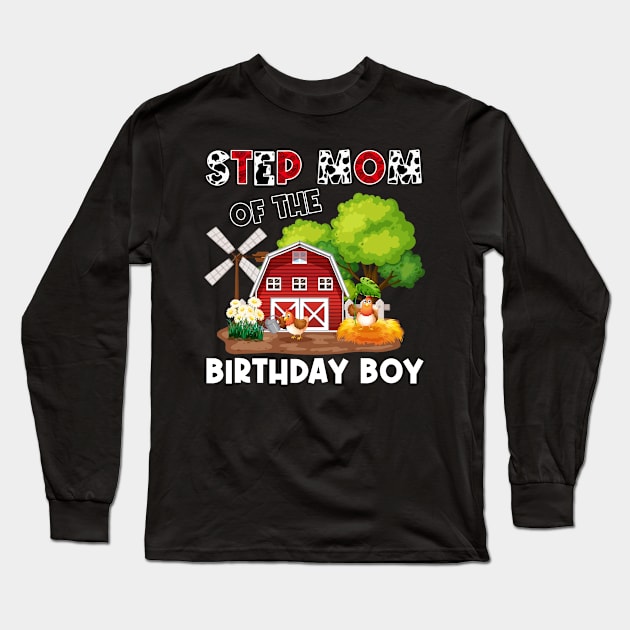 Step Mom Of Birthday For Girl Cow Farm Birthday Cow Long Sleeve T-Shirt by Hesti Design